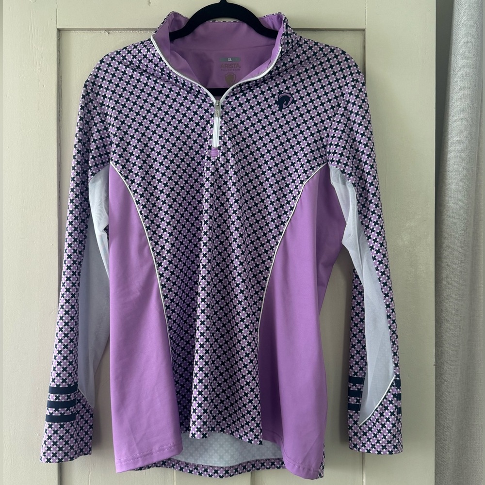 Arista Equestrian Quarter Zip Sun Shirt • Purple Print • Women’s XL